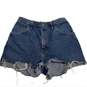 Rustler Dark Wash Vintage High Waisted Cut off denim jean shorts